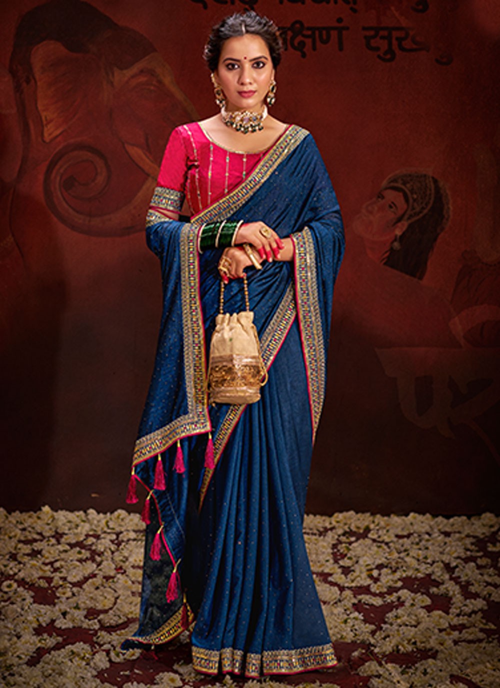 Classic Sequins Vichitra Silk Saree - S5995