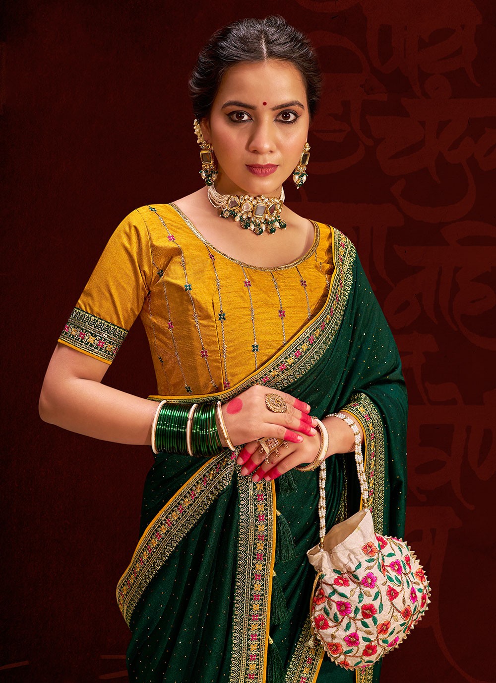 Classic Sequins Vichitra Silk Saree - S5995