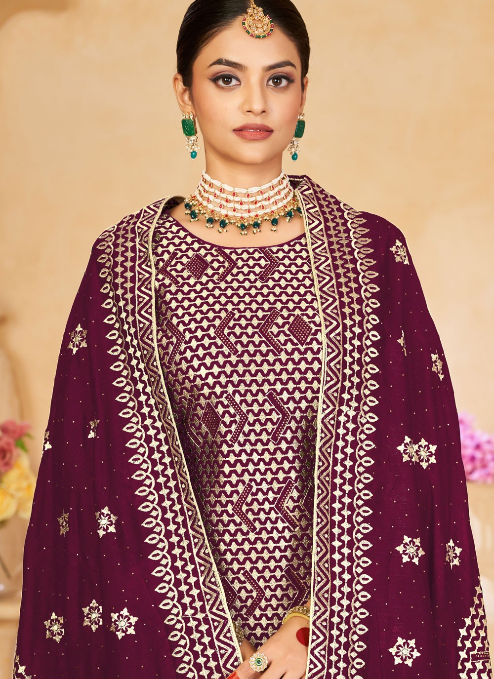 Vichitra Silk Salwar Suit - T1629