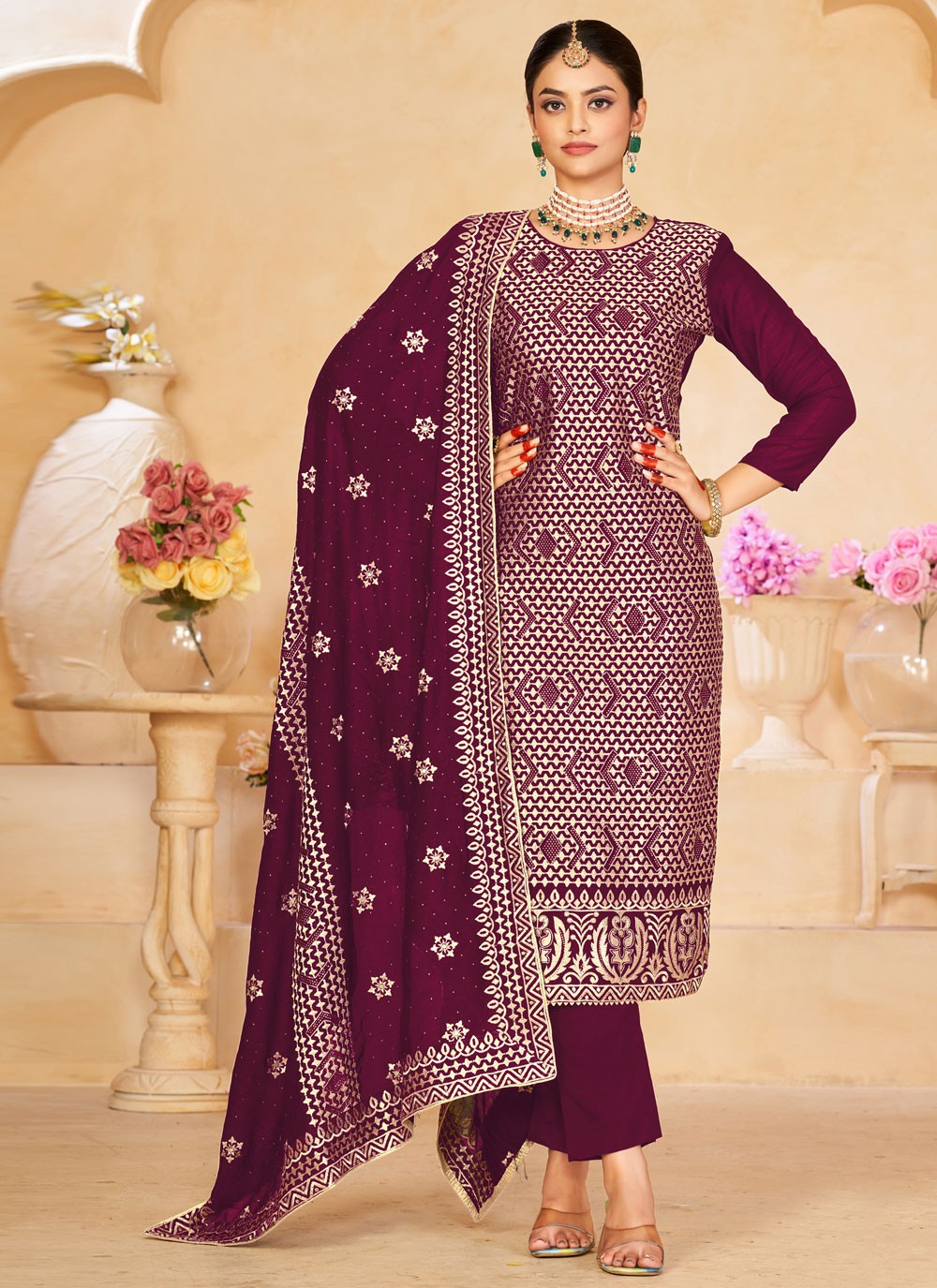 Vichitra Silk Salwar Suit - T1629