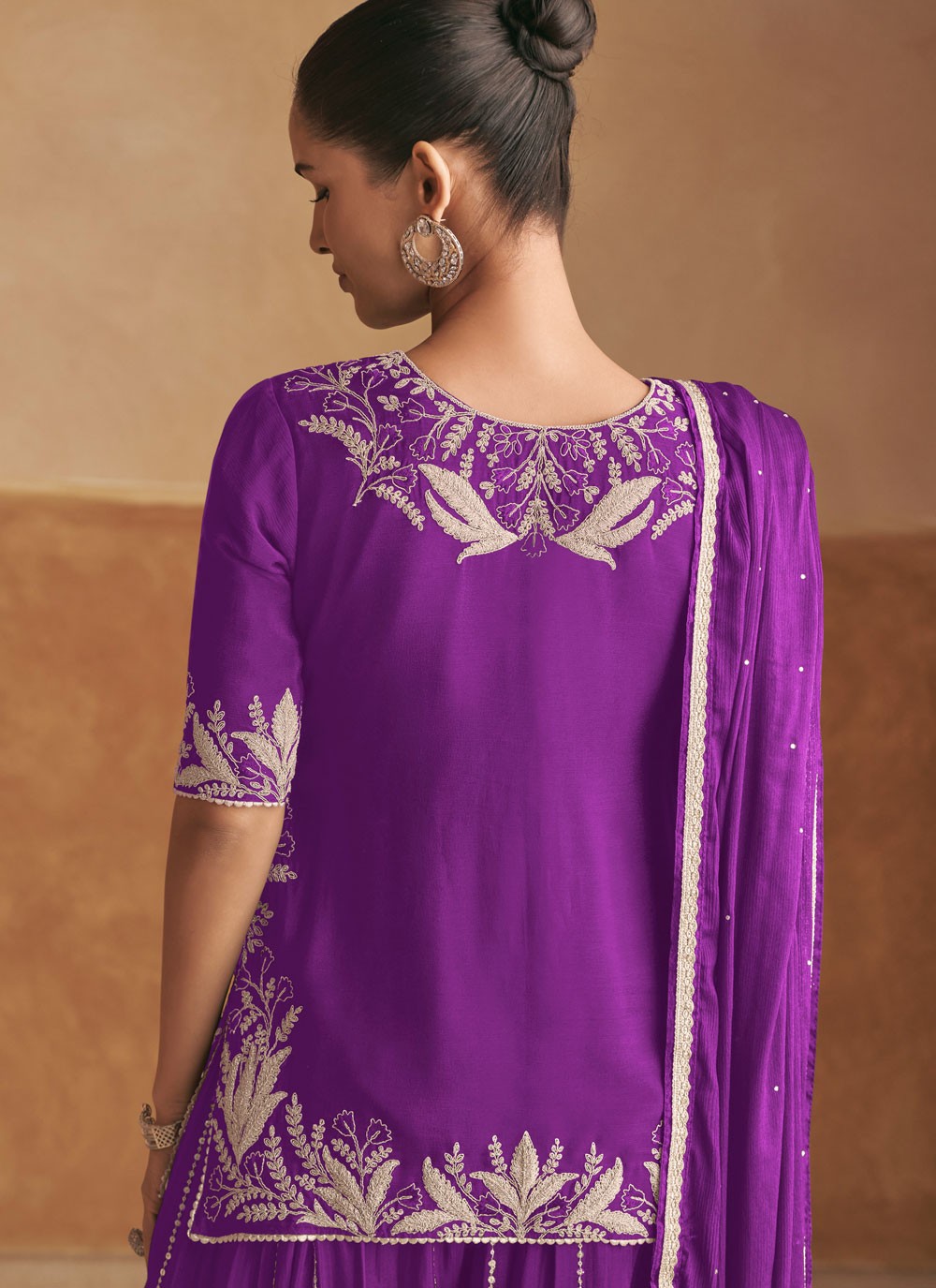 Salwar Suit Embroidered Violet Chinon T5433