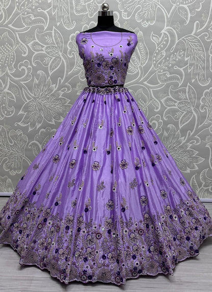 Embroidered Silk A - Line Lehenga - L2991
