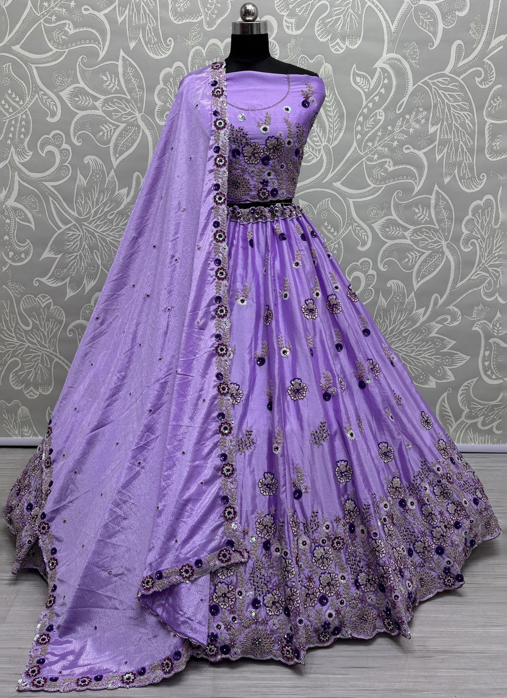 Embroidered Silk A - Line Lehenga - L2991