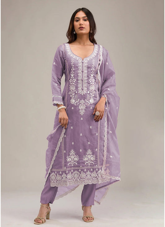 Embroidered Cotton Violet Salwar Suit T6055