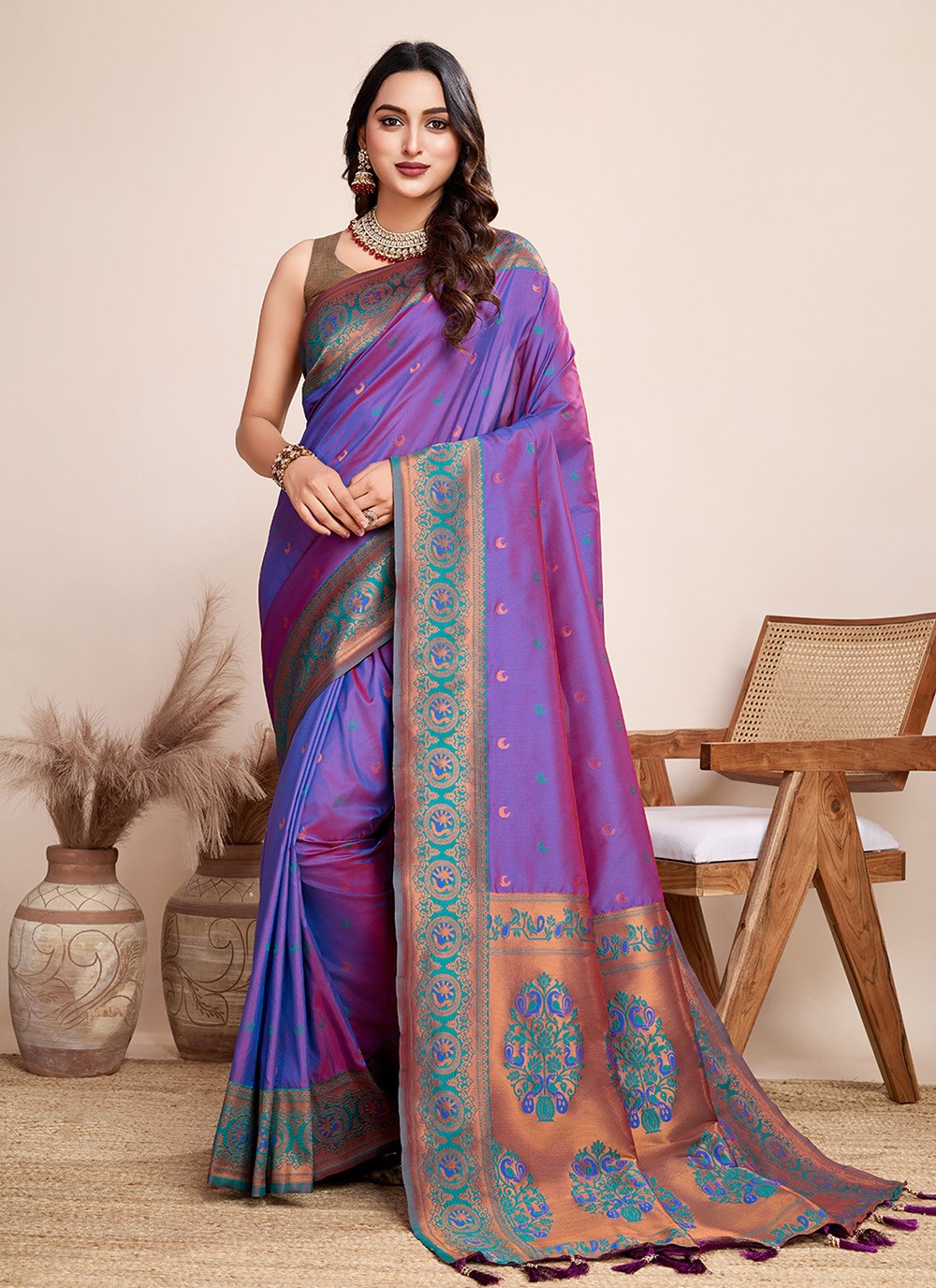 Woven Jacquard Silk Saree - S12314