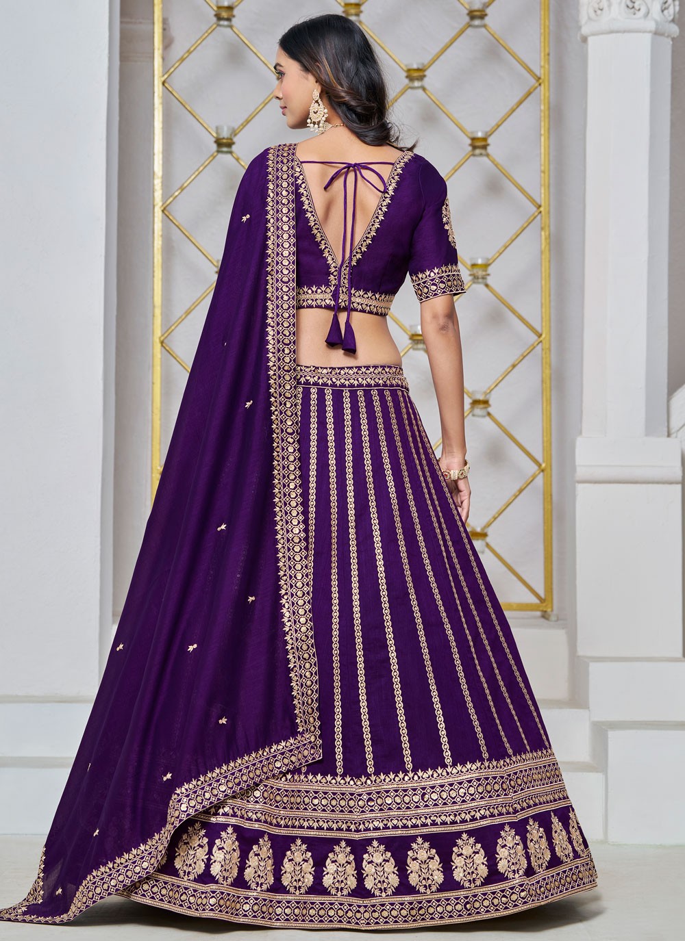 Embroidered Art Silk A - Line Lehenga - L2715
