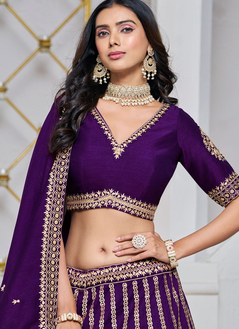 Embroidered Art Silk A - Line Lehenga - L2715