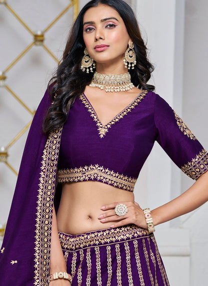 Embroidered Art Silk A - Line Lehenga - L2715