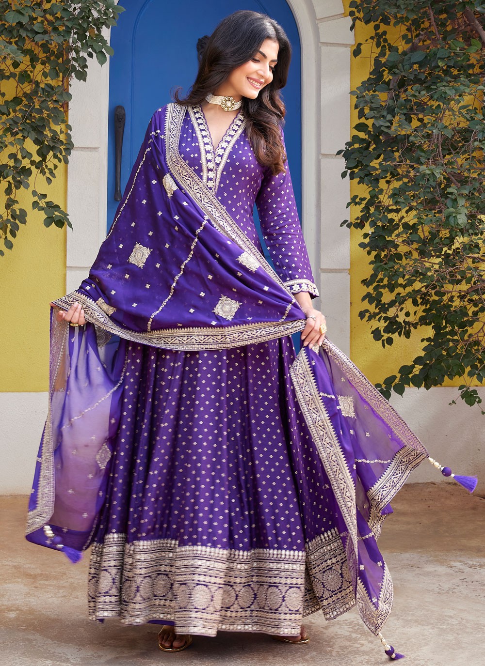 Jacquard Work Silk Gown - G1905