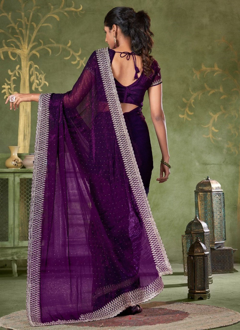 Classic Embroidered Shimmer Saree - S7380