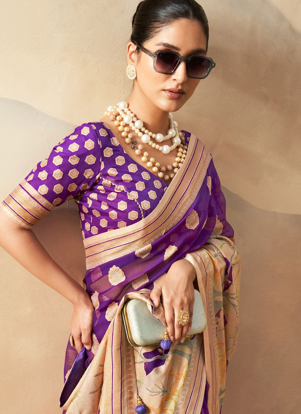 Weaving Zari Georgette Saree - S12169