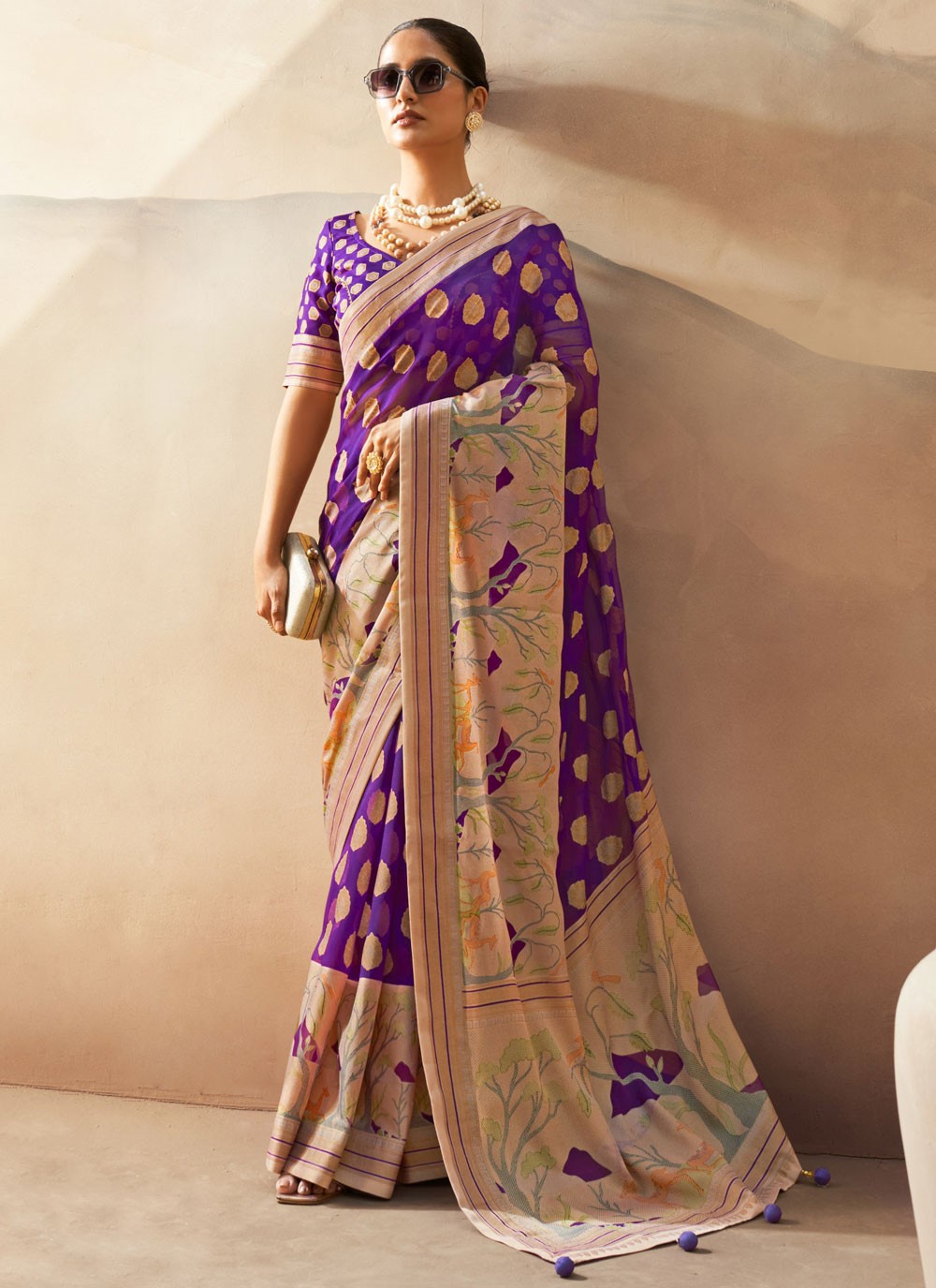 Weaving Zari Georgette Saree - S12169