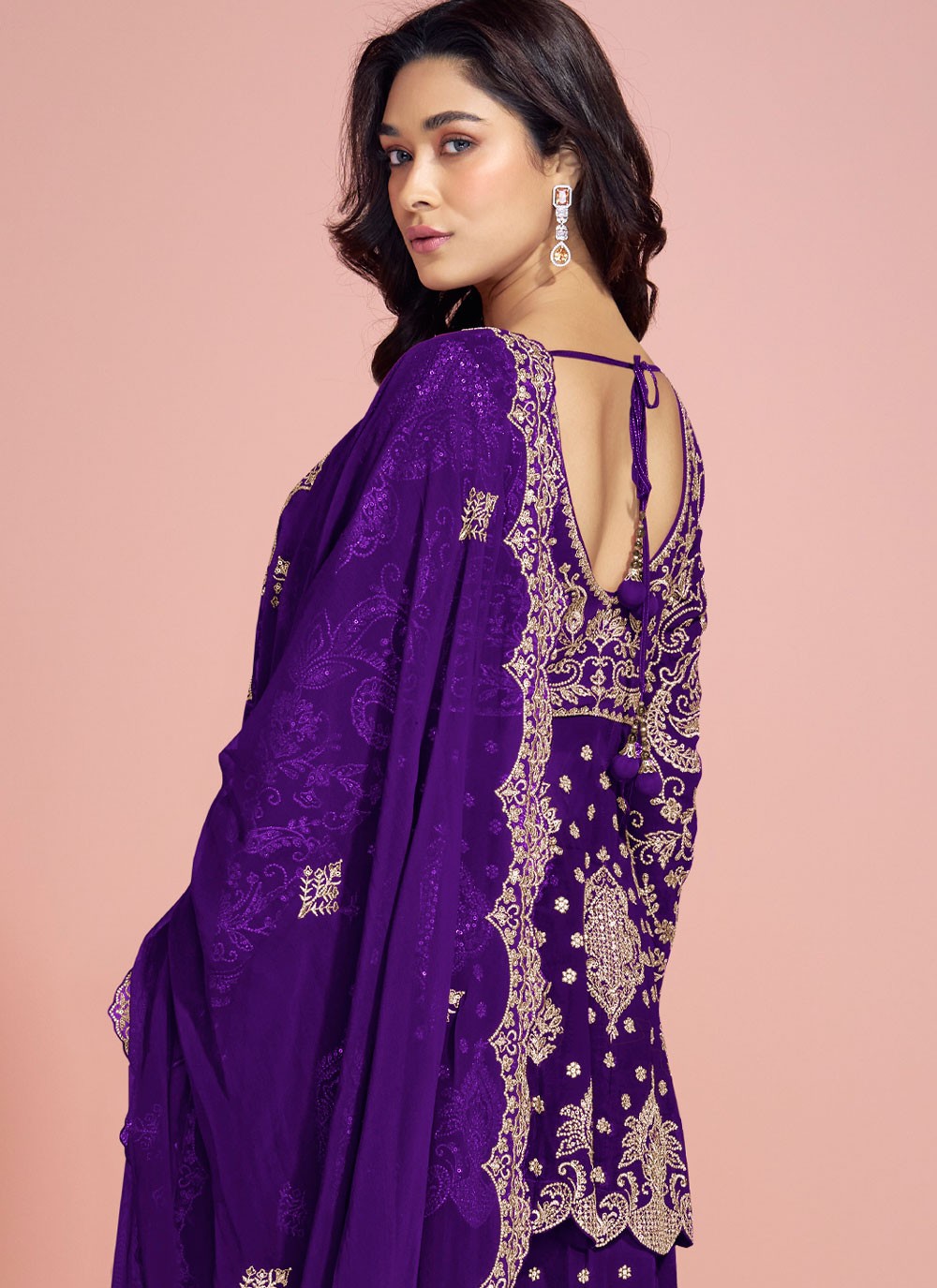 Salwar Suit Embroidered Violet Pure Georgette T5906