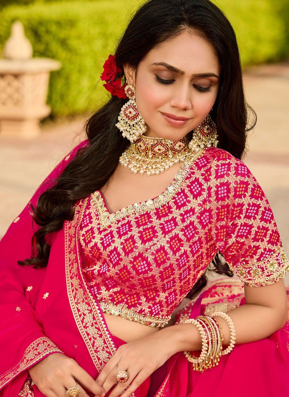 Pink Organza Designer Saree Beads S19767