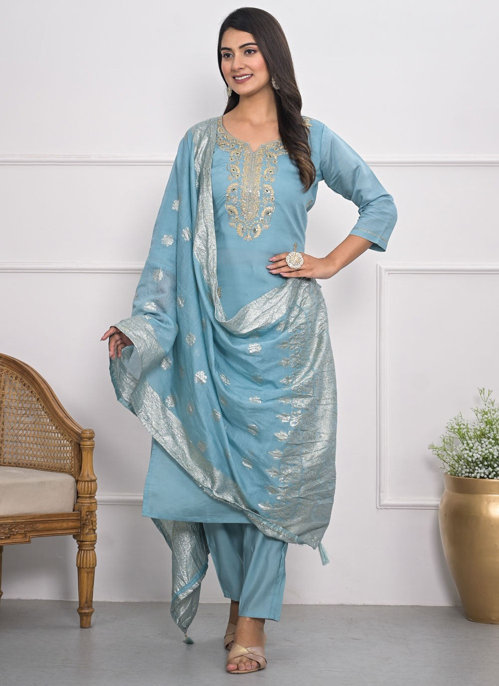 Silk, Viscose Salwar Suit - T3991