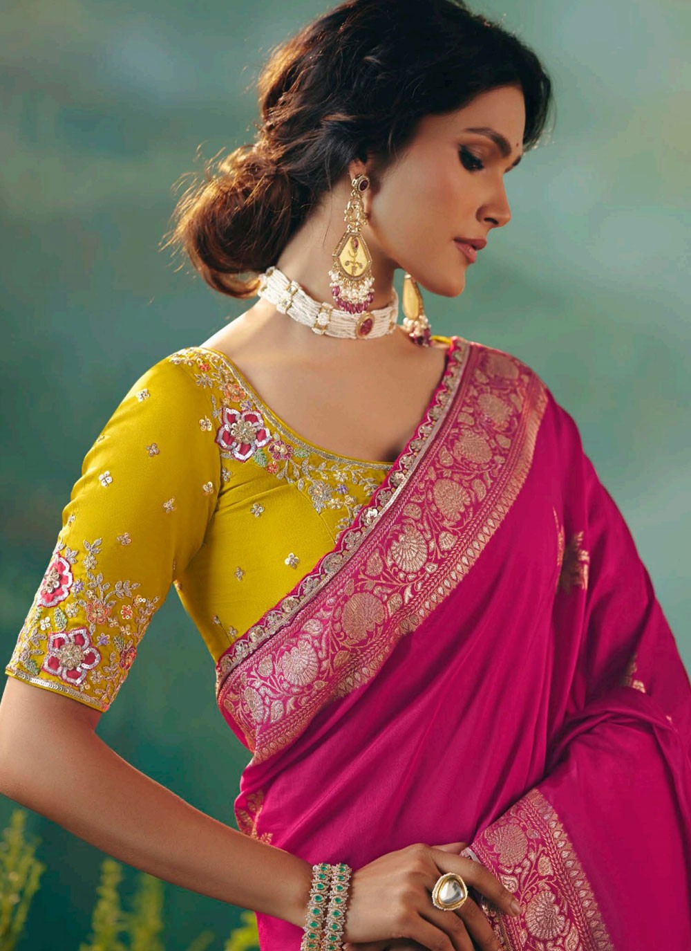 Pink Silk Classic Saree Embroidered, Weaving Zari S20208