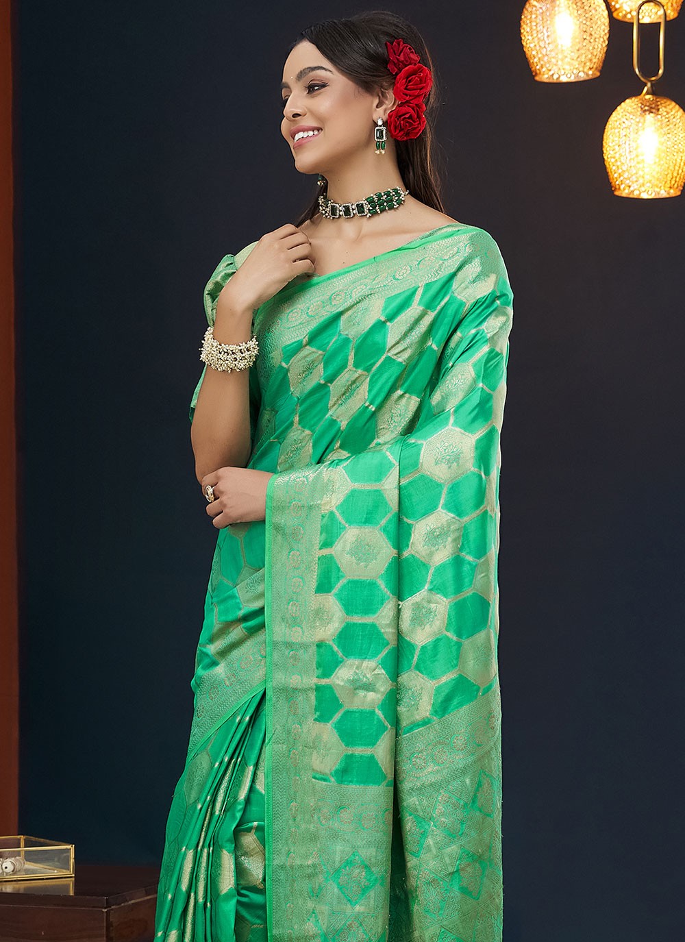 Contemporary Weaving Zari Viscose Saree - S8235
