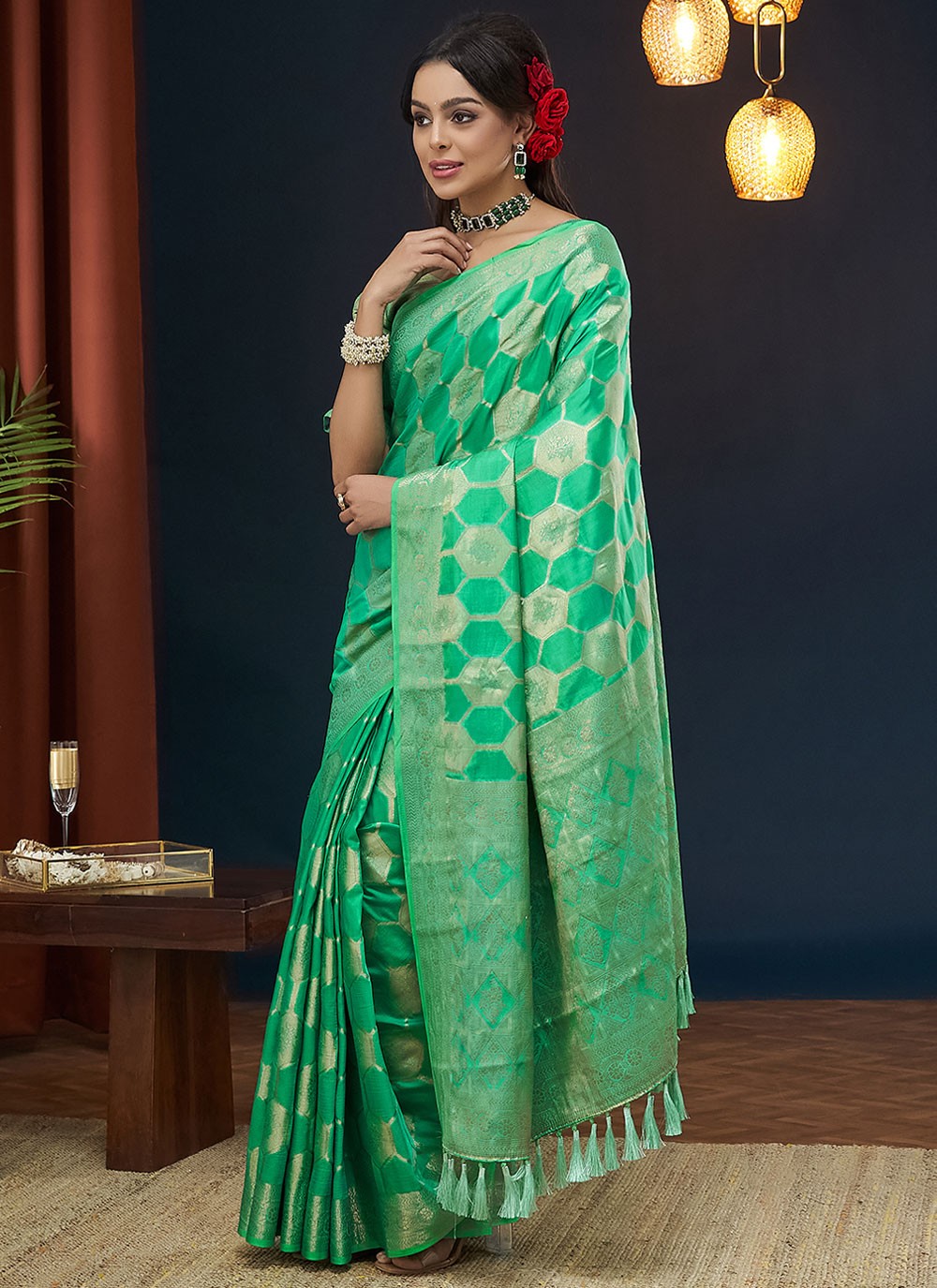 Contemporary Weaving Zari Viscose Saree - S8235