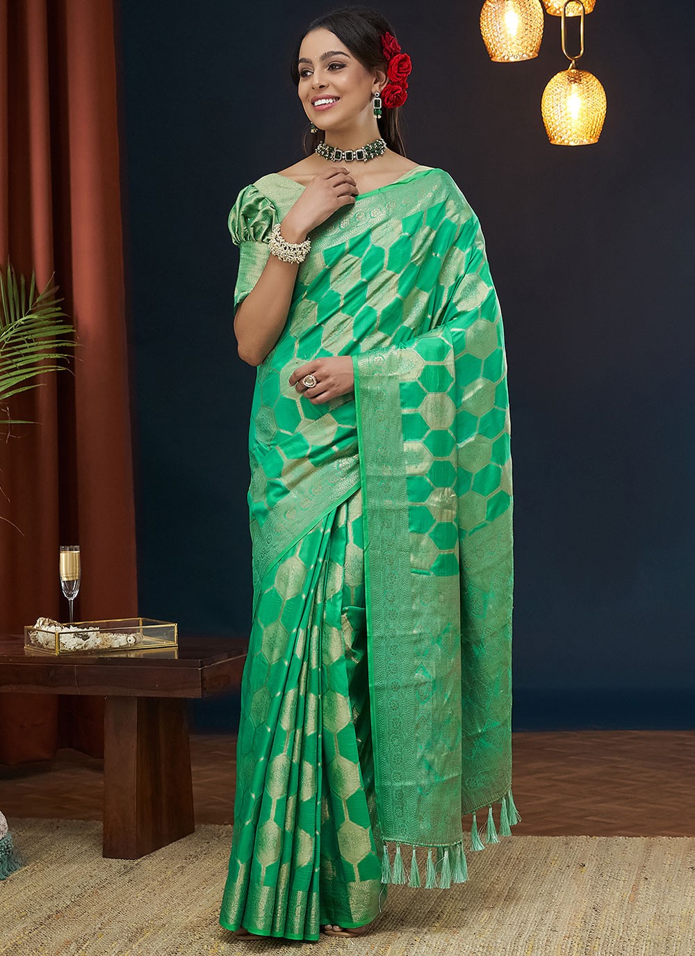 Contemporary Weaving Zari Viscose Saree - S8235