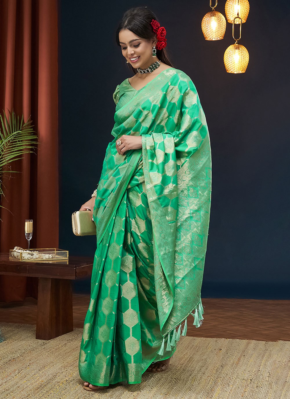 Contemporary Weaving Zari Viscose Saree - S8235
