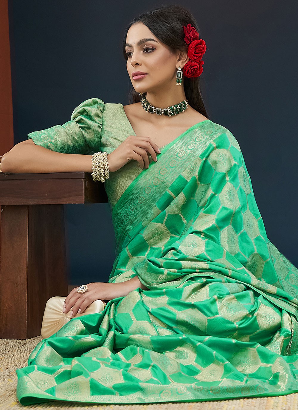 Contemporary Weaving Zari Viscose Saree - S8235