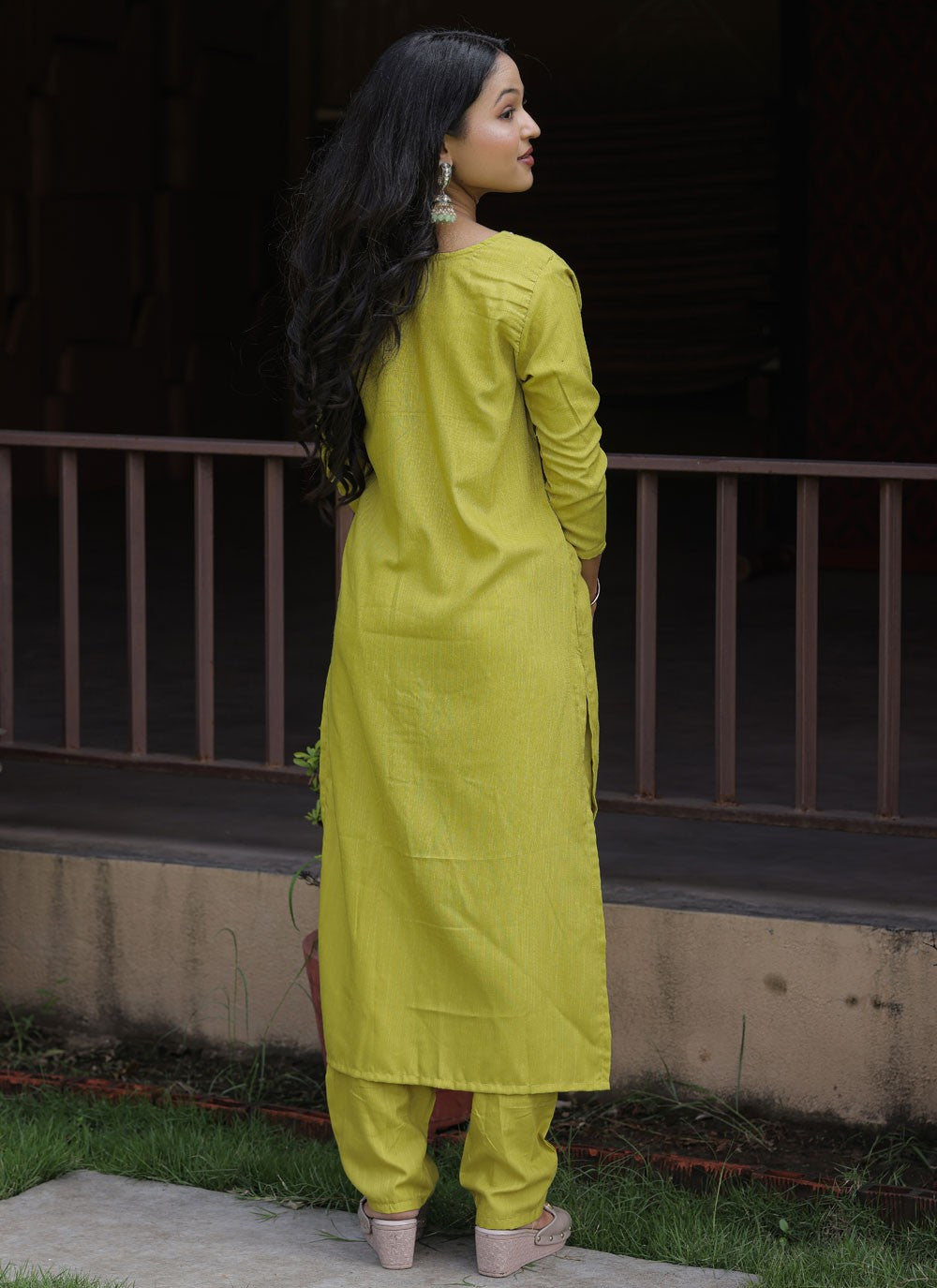 Salwar Suit Embroidered Green Viscose T5735