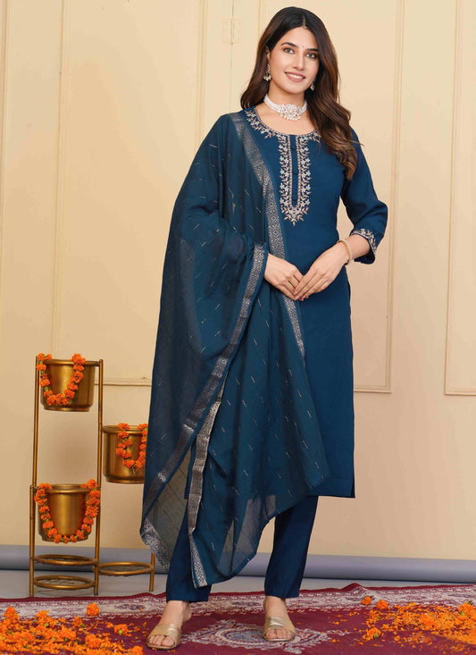 Pant Style Suit Embroidered Morpeach Chanderi T5133