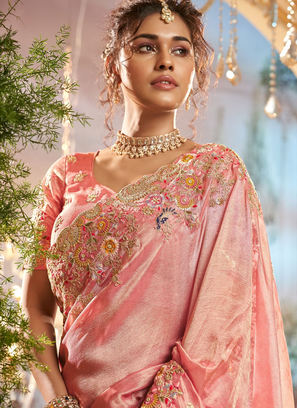 Classic Embroidered Viscose Saree - S8876