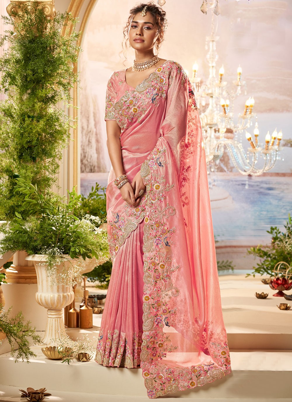 Classic Embroidered Viscose Saree - S8876