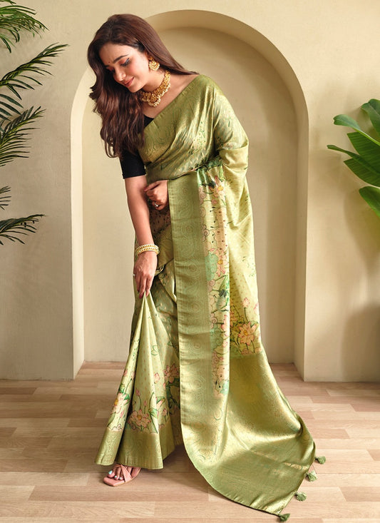 Green Georgette Classic Saree Weaving Zari S17311
