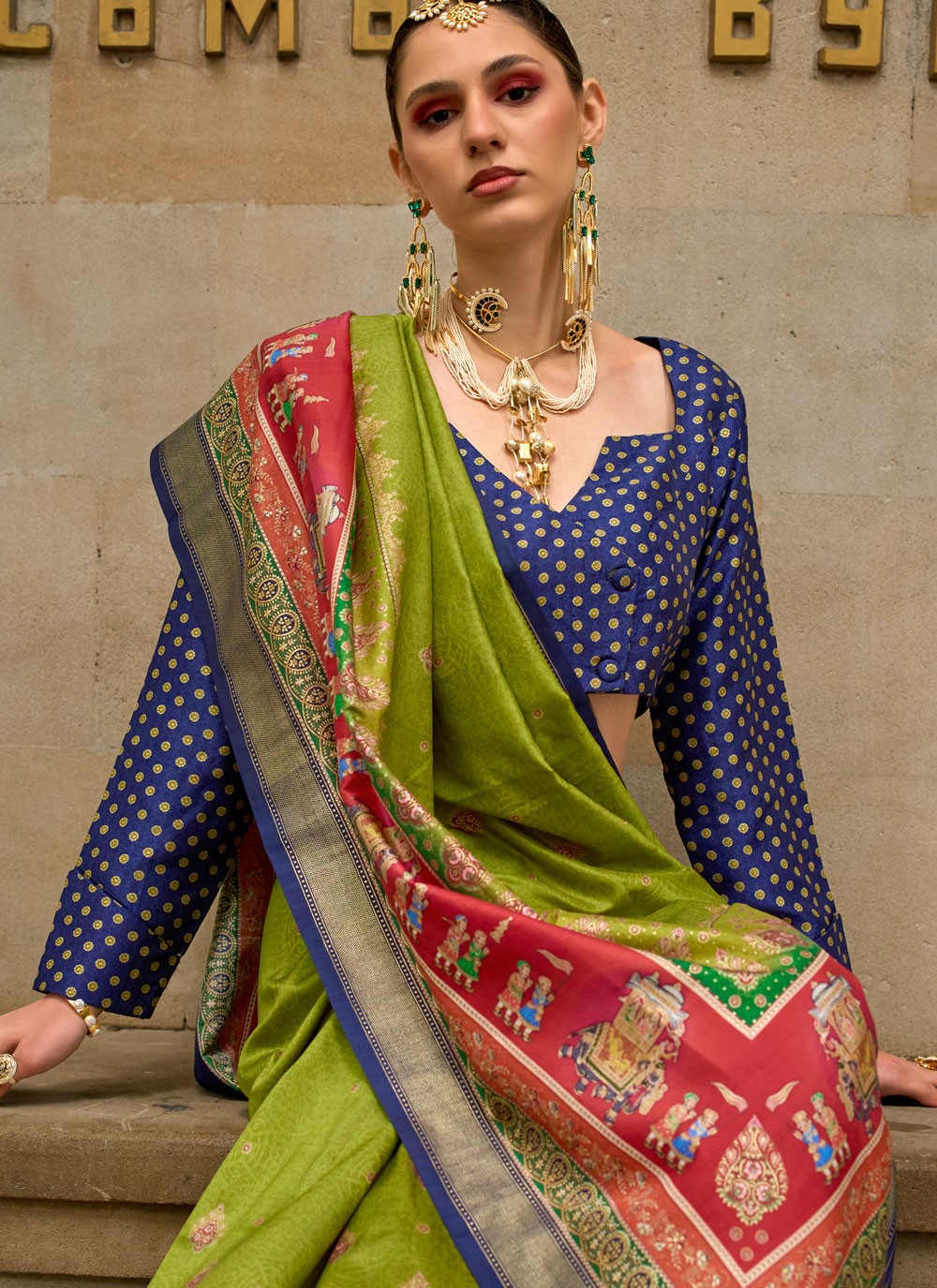 Foliage Prints Silk Saree - S11931