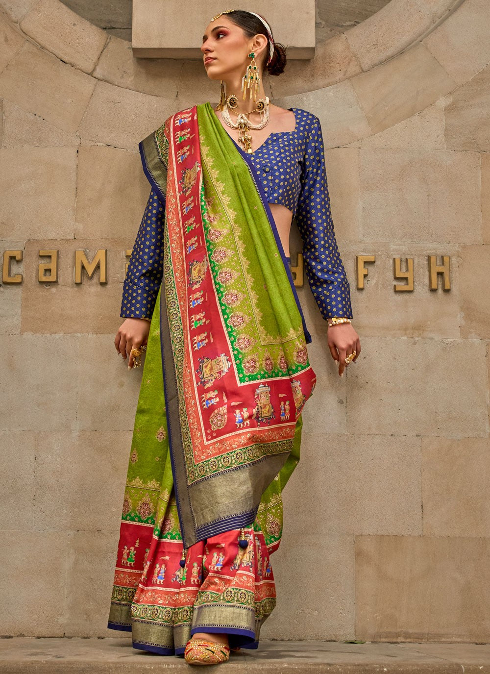 Foliage Prints Silk Saree - S11931