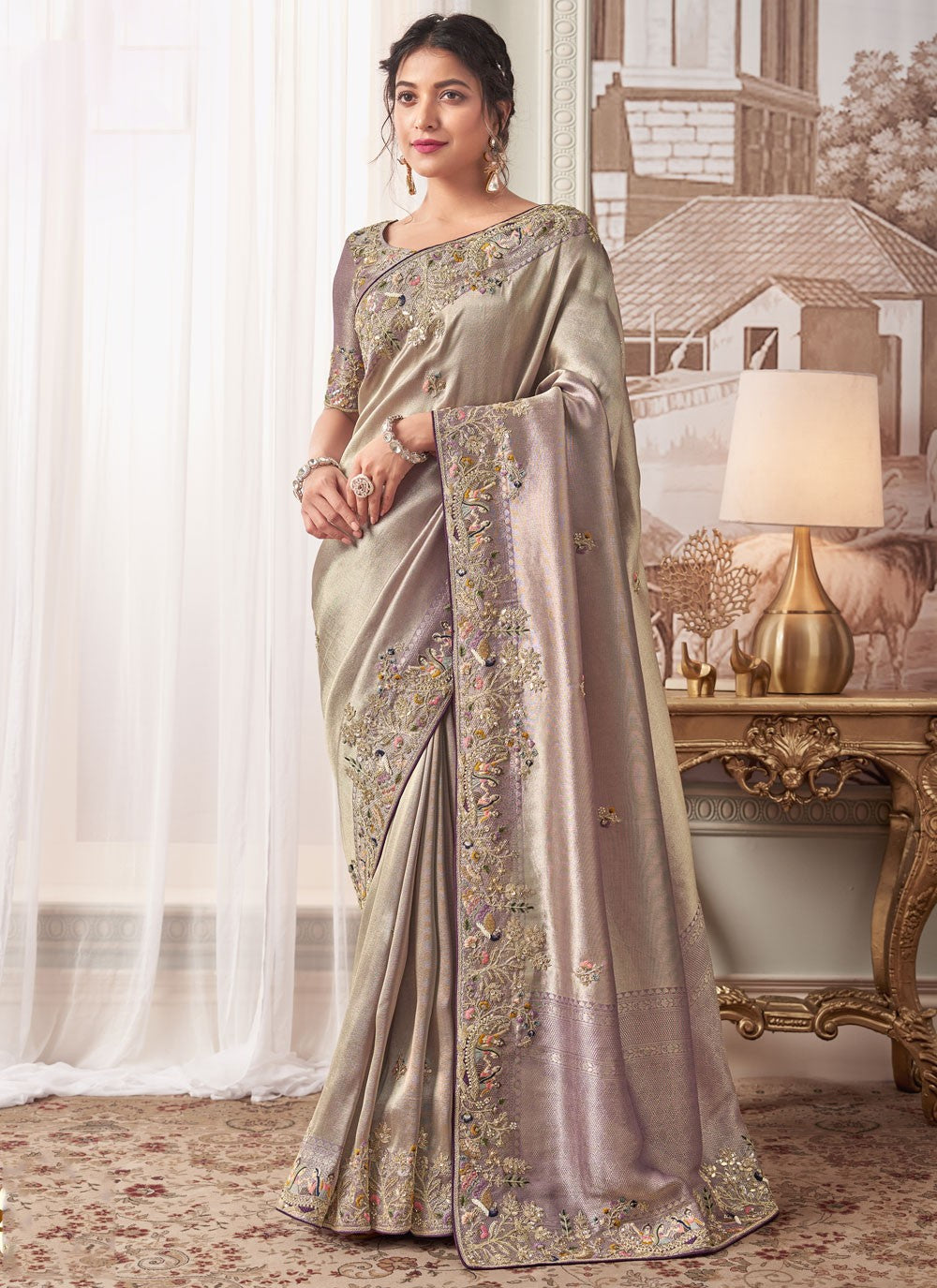 Classic Embroidered Viscose Saree - S8876