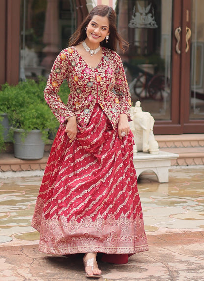 Jacquard Work Viscose Readymade Lehenga Choli - L2913