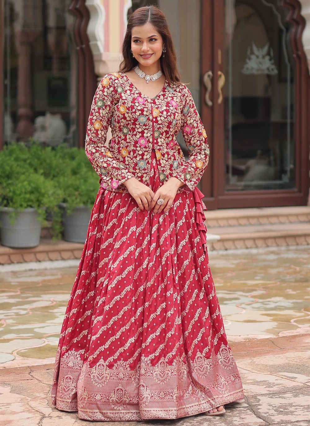 Jacquard Work Viscose Readymade Lehenga Choli - L2913