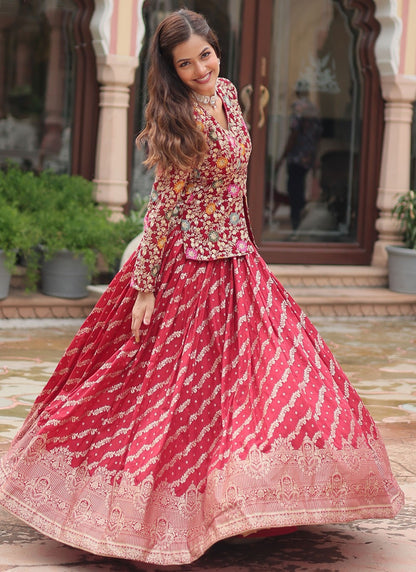 Jacquard Work Viscose Readymade Lehenga Choli - L2913