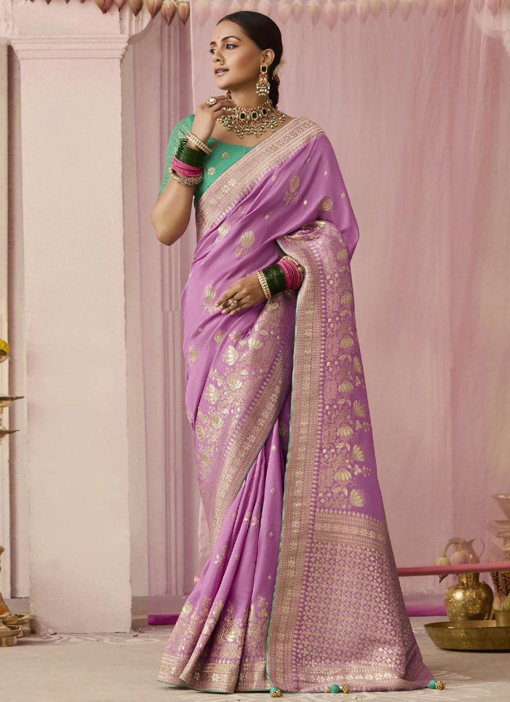 Contemporary Floral Printed Viscose Saree - S7804