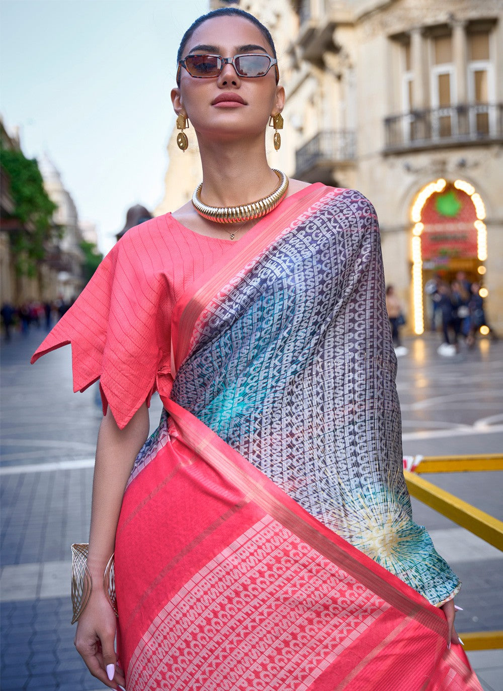 Designer Printed Viscose Saree - S3513