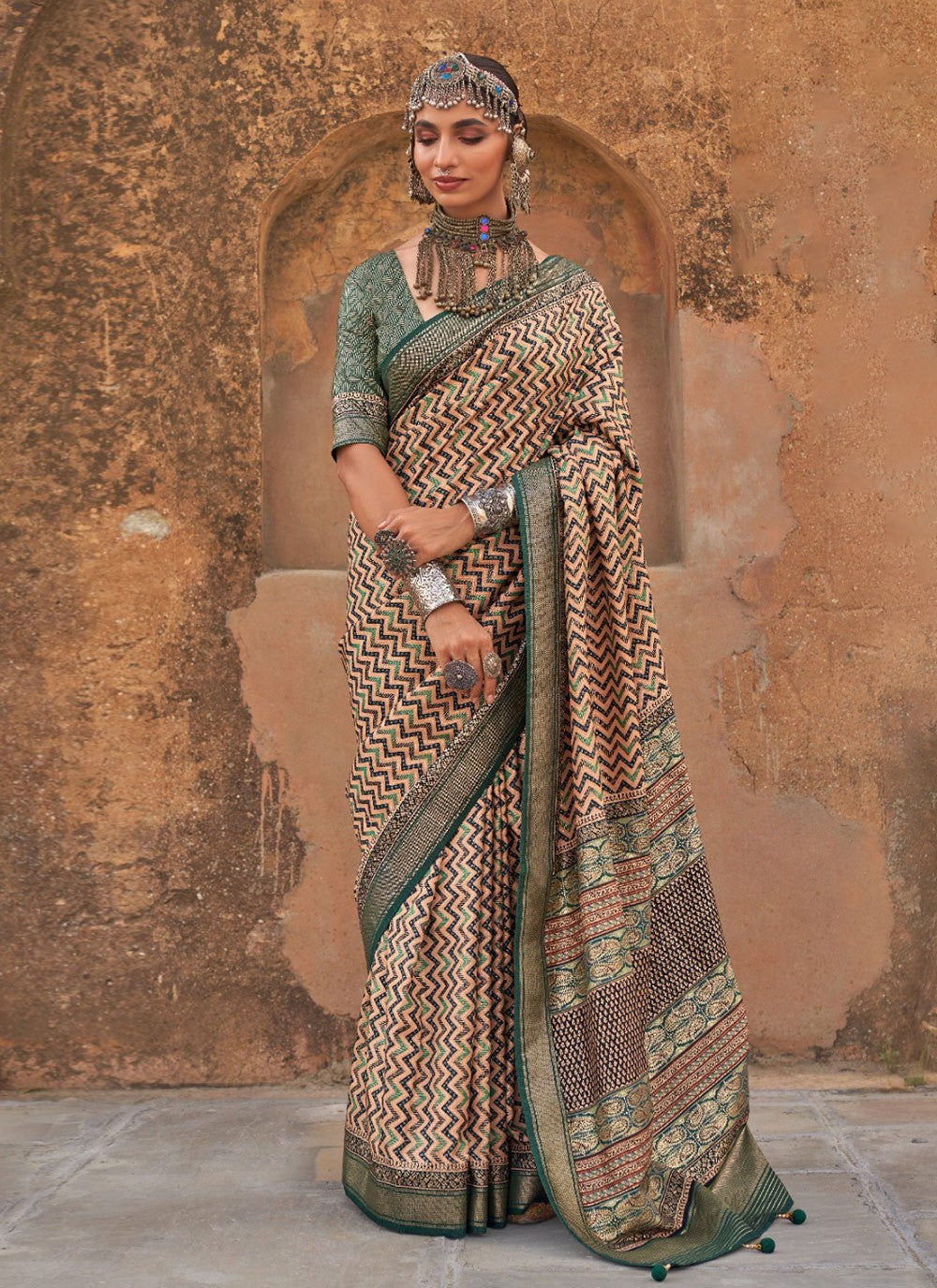 Trendy Printed Silk, Viscose Saree - S8470