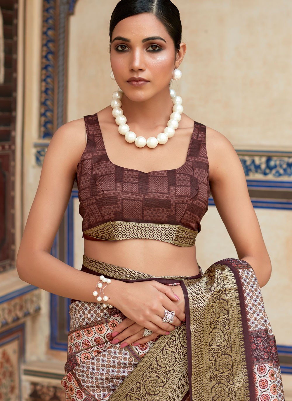 Classic Printed Viscose Saree - S5167