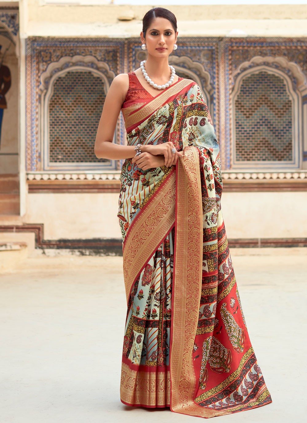 Classic Printed Viscose Saree - S5167