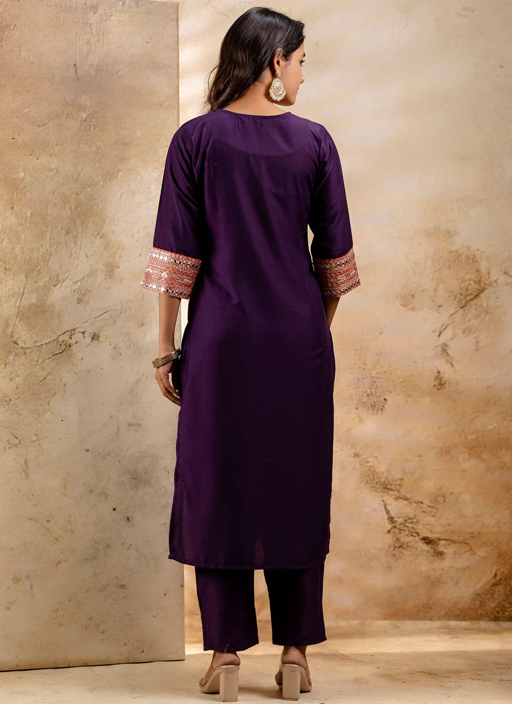 Embroidered Rayon Purple Salwar Suit T6007