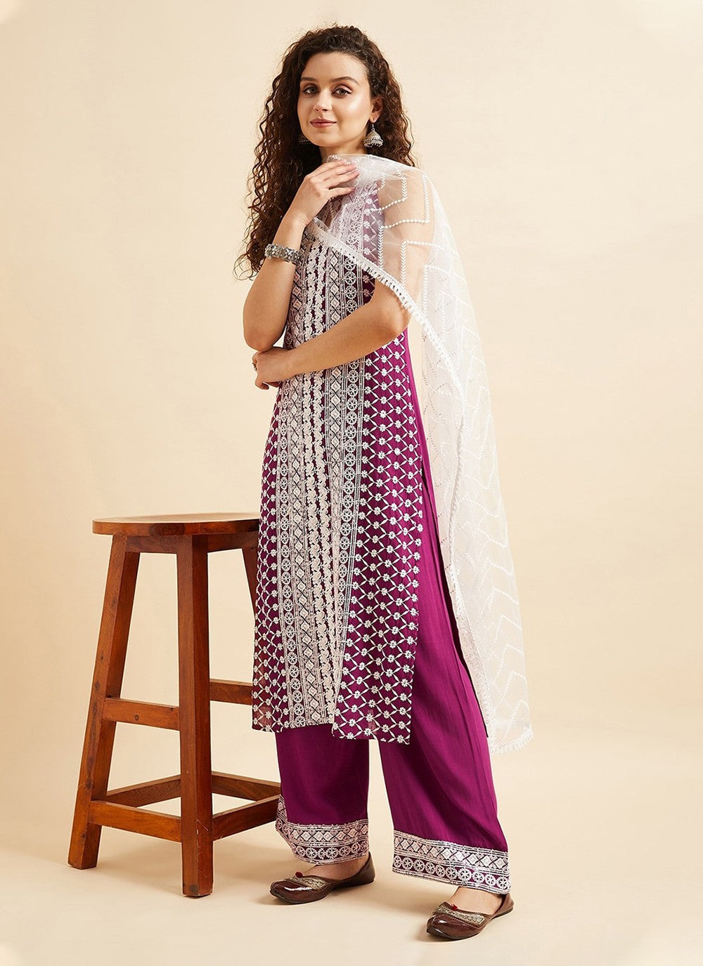 Rayon, Viscose Straight Suit - T1174