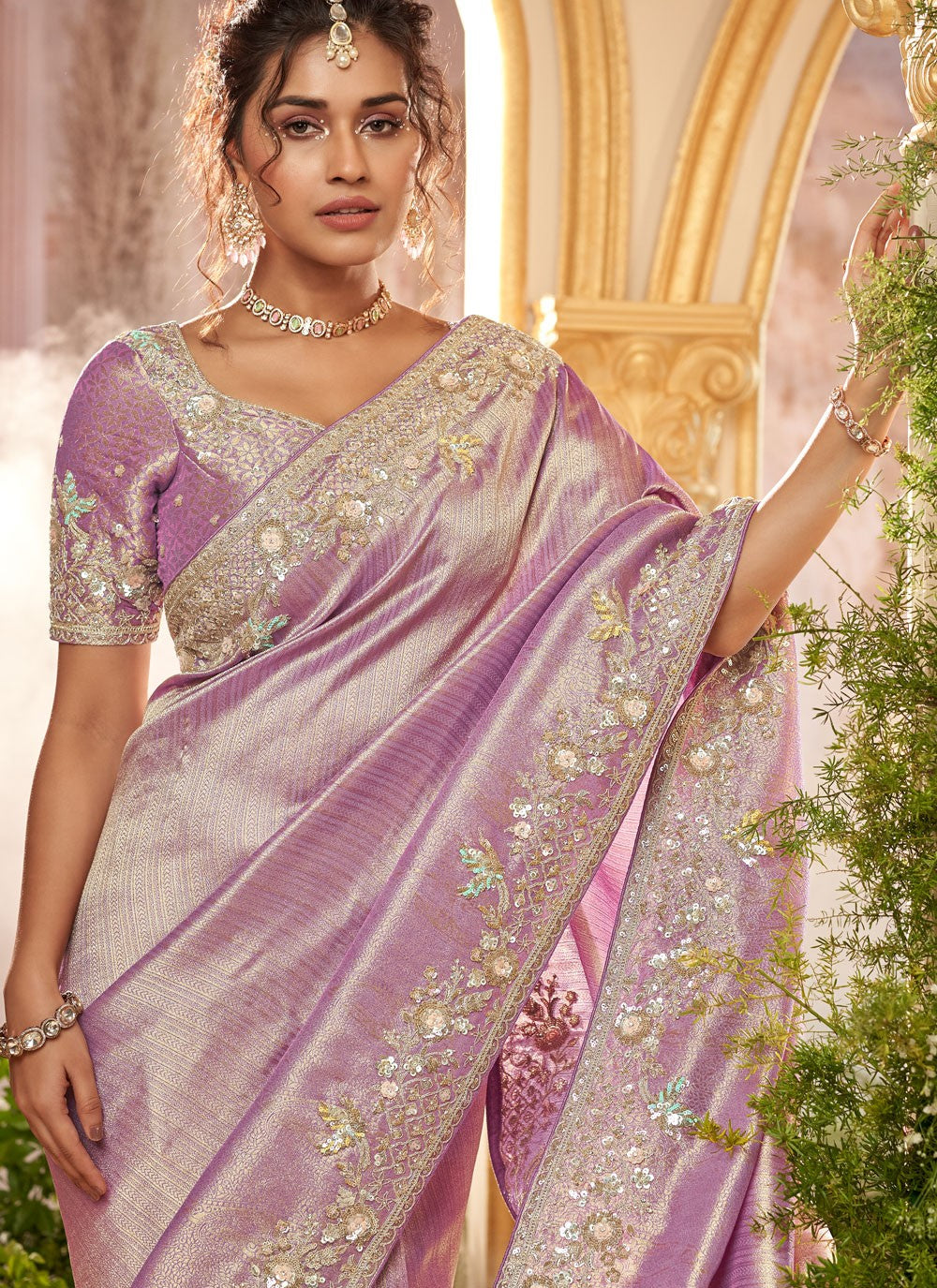 Classic Embroidered Viscose Saree - S8876