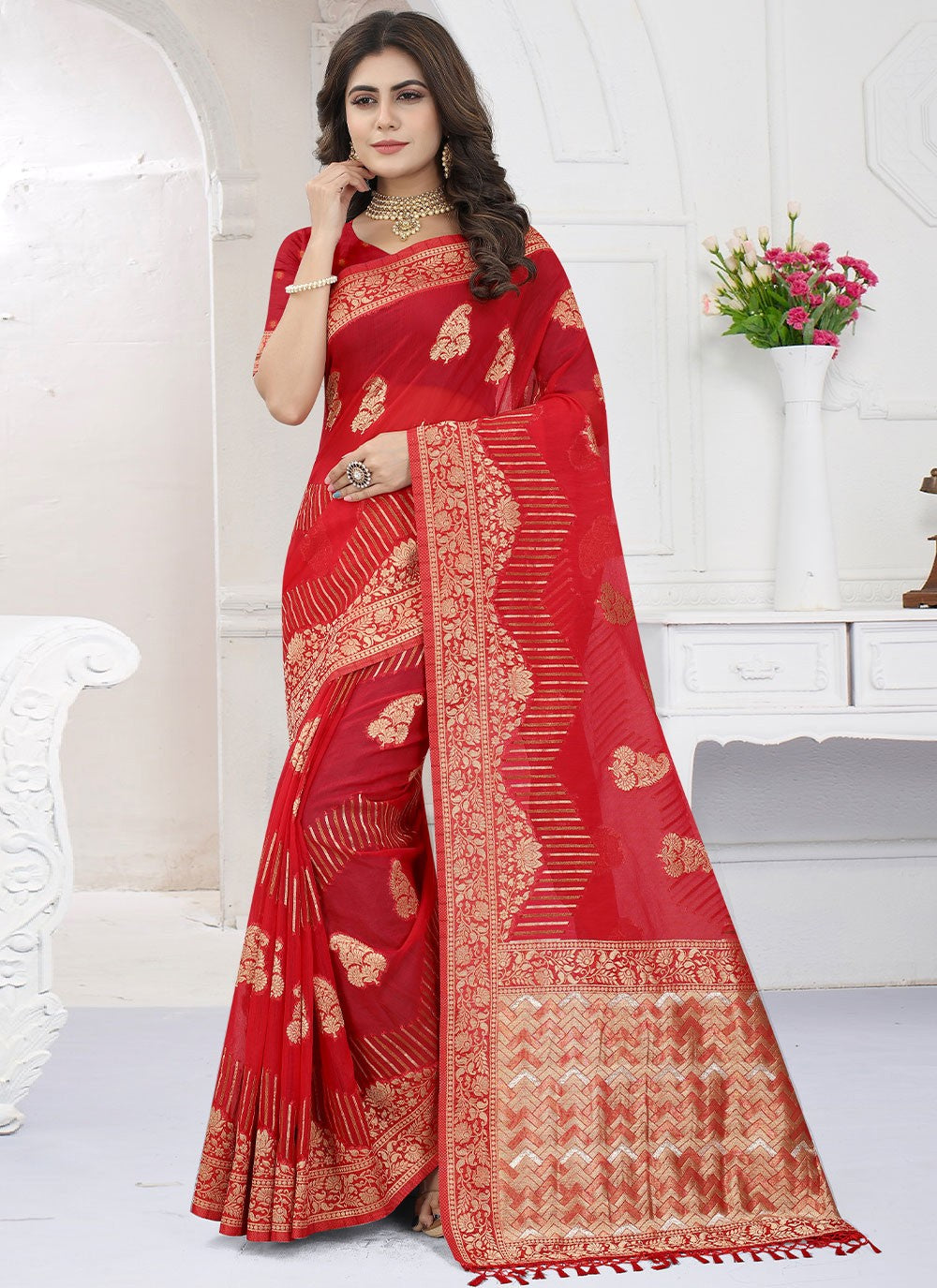 Saree Buttis Organza, Viscose Saree - S2479