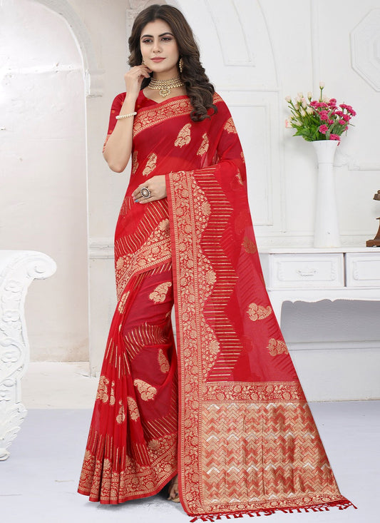 Saree Buttis Organza, Viscose Saree - S2479