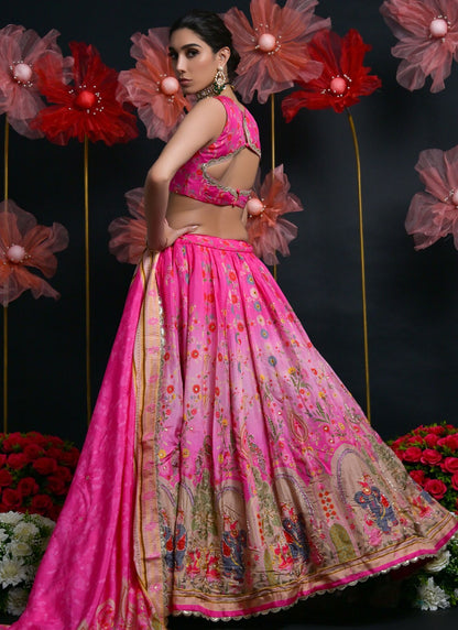 Cutdana Viscose Pink Lehenga Choli L3443