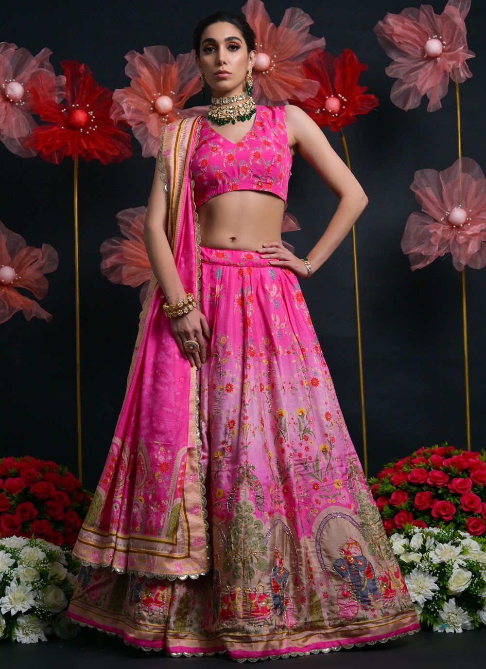 Cutdana Viscose Pink Lehenga Choli L3443