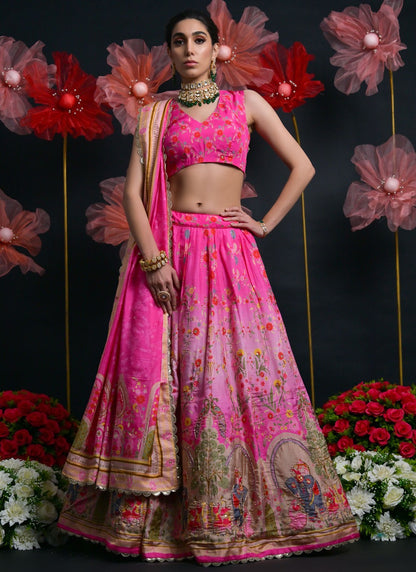 Cutdana Viscose Pink Lehenga Choli L3443