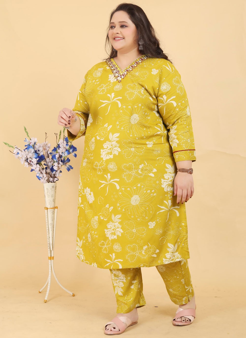 Salwar Suit Hand Embroidery Mustard Viscose T5191